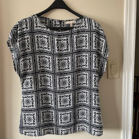 Banana Republic Blue/White Squares Sleeveless Blouse Size L - Picture 1 of 5